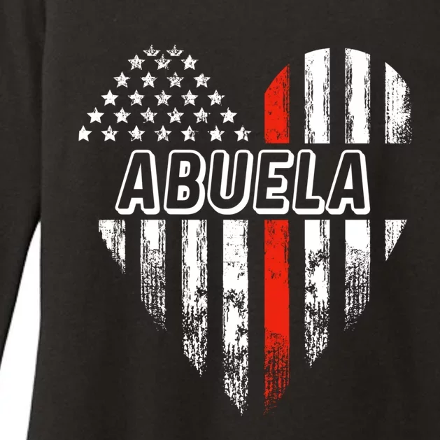 Proud Firefighter Abuela American Flag Heart Funny Gift Womens CVC Long Sleeve Shirt