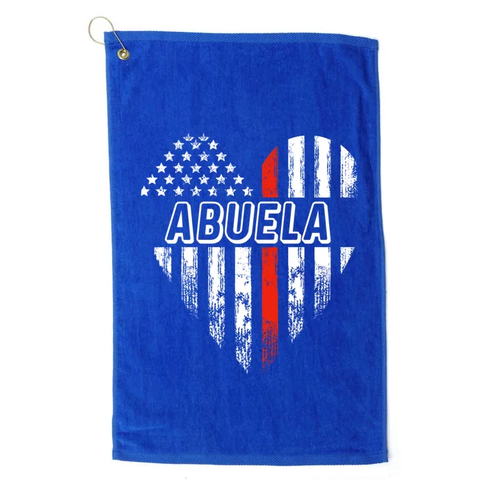 Proud Firefighter Abuela American Flag Heart Funny Gift Platinum Collection Golf Towel