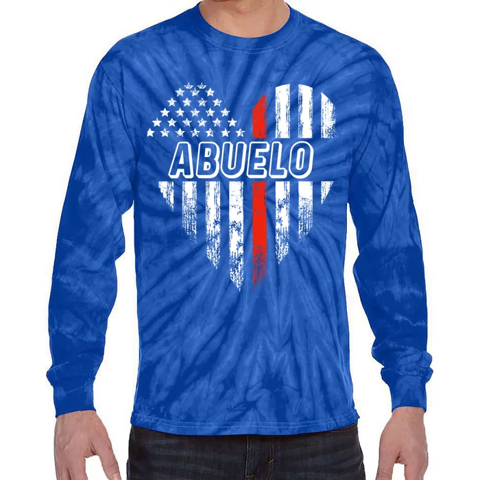 Proud Firefighter Abuelo American Flag Heart Gift Tie-Dye Long Sleeve Shirt