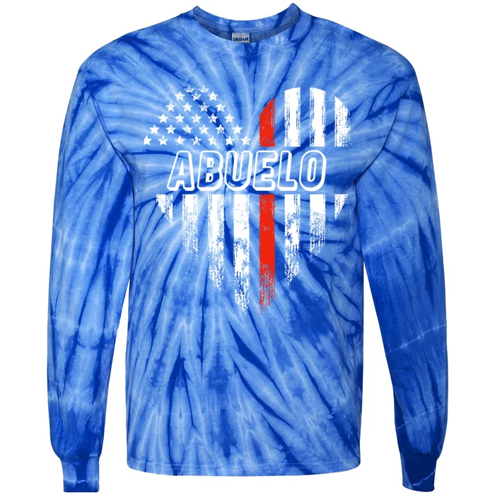 Proud Firefighter Abuelo American Flag Heart Gift Tie-Dye Long Sleeve Shirt