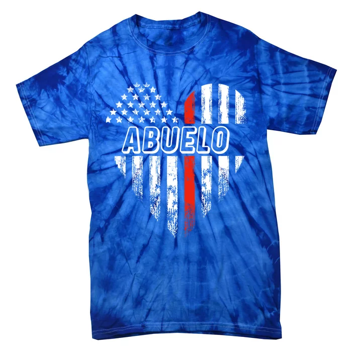 Proud Firefighter Abuelo American Flag Heart Gift Tie-Dye T-Shirt