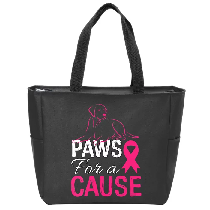 Paws For A Cause Breast Cancer Support Zip Tote Bag