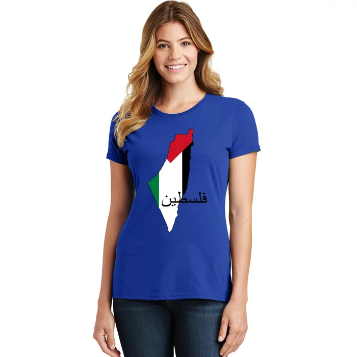 Palestine Flag And Map Great Gift Women's T-Shirt