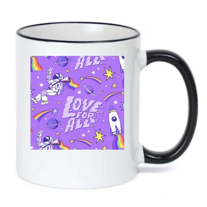 Pride Flag Astronaut Love For All Black Color Changing Mug