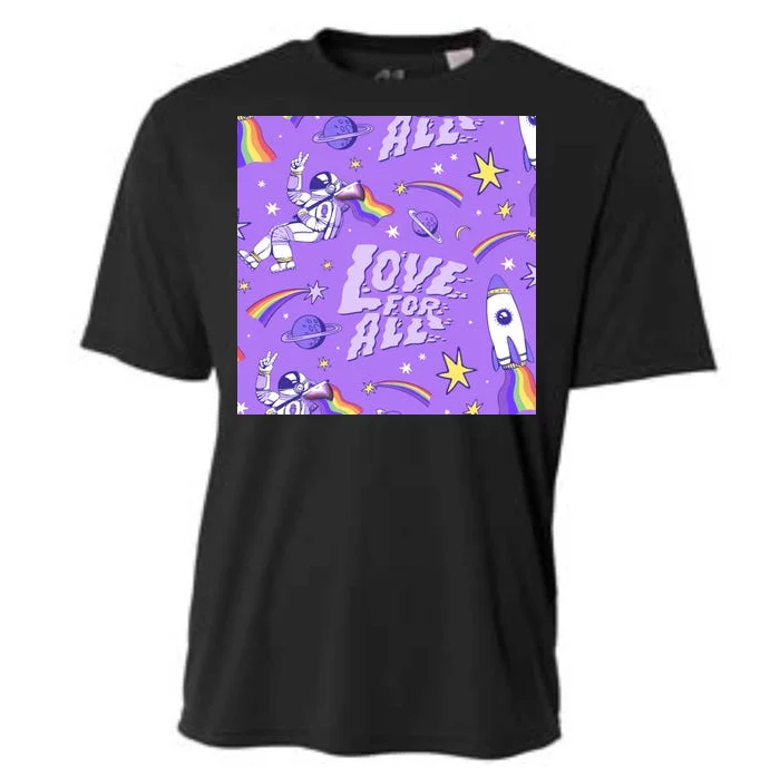 Pride Flag Astronaut Love For All Cooling Performance Crew T-Shirt