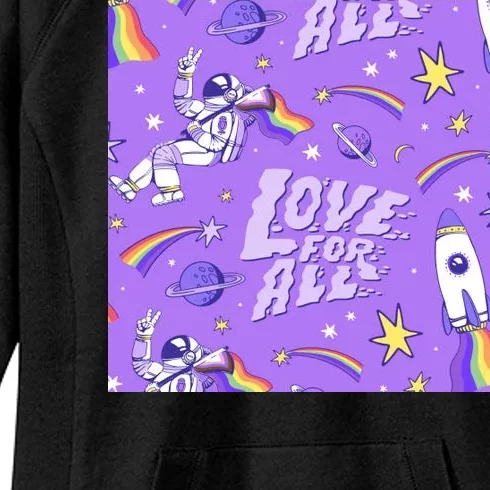 Pride Flag Astronaut Love For All Women's Fleece Hoodie