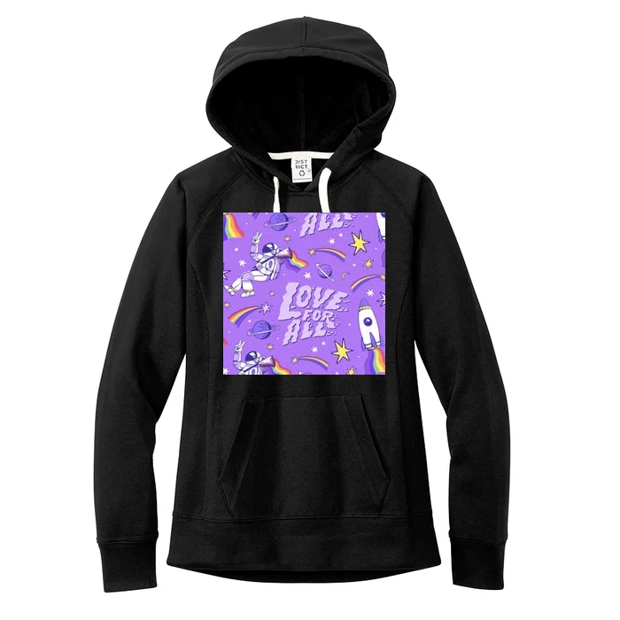 Pride Flag Astronaut Love For All Women's Fleece Hoodie