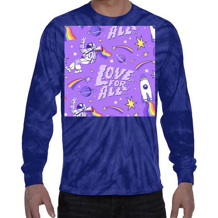 Pride Flag Astronaut Love For All Tie-Dye Long Sleeve Shirt