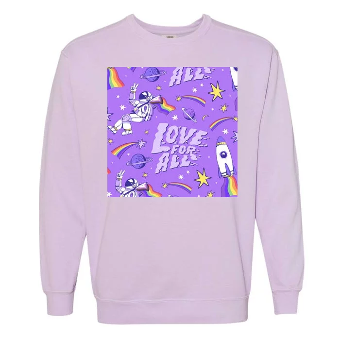 Pride Flag Astronaut Love For All Garment-Dyed Sweatshirt