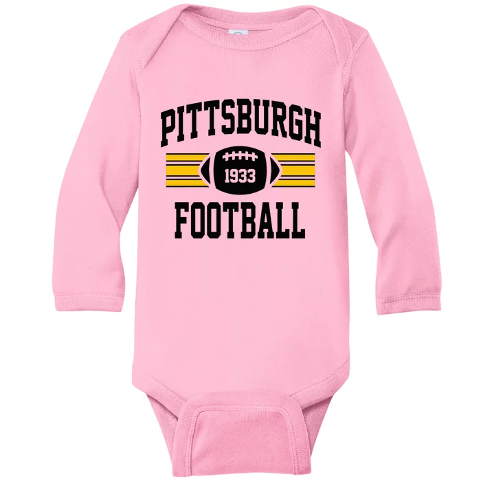 Pittsburgh Football Athletic Vintage Sports Team Fan Baby Long Sleeve Bodysuit