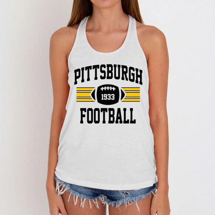 Pittsburgh Football Athletic Vintage Sports Team Fan Women's Knotted Racerback Tank