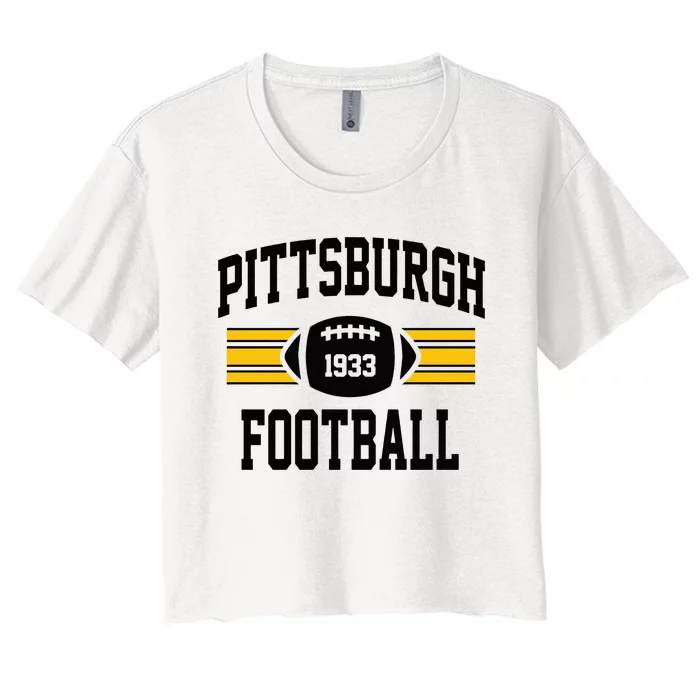 Pittsburgh Football Athletic Vintage Sports Team Fan Women's Crop Top Tee