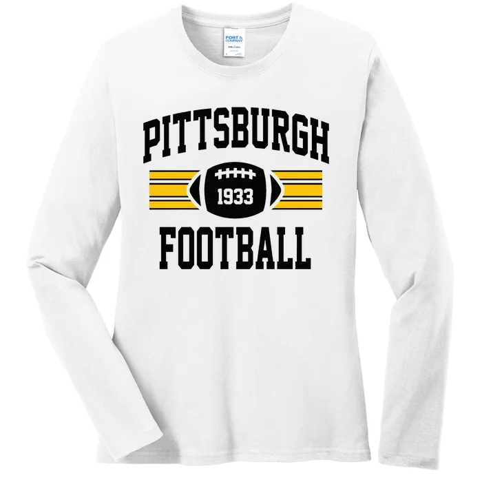 Pittsburgh Football Athletic Vintage Sports Team Fan Ladies Long Sleeve Shirt