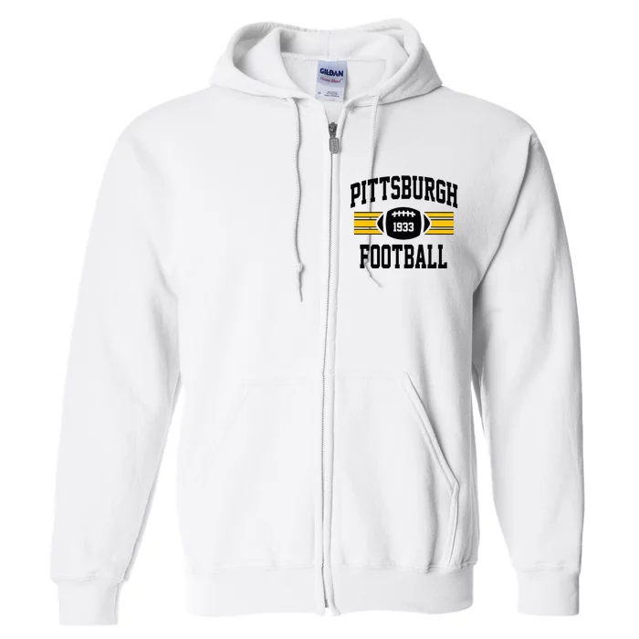 Pittsburgh Football Athletic Vintage Sports Team Fan Full Zip Hoodie