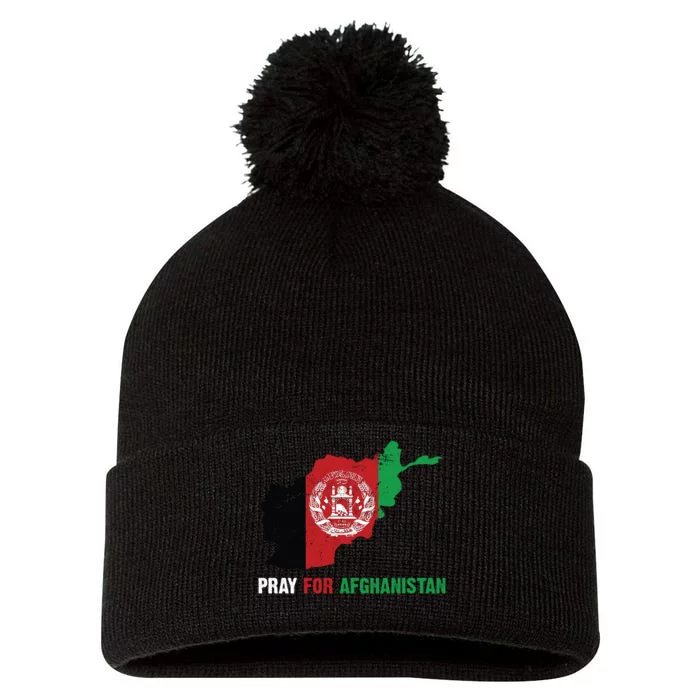 Pray For Afghanistan Flag Map Pom Pom 12in Knit Beanie