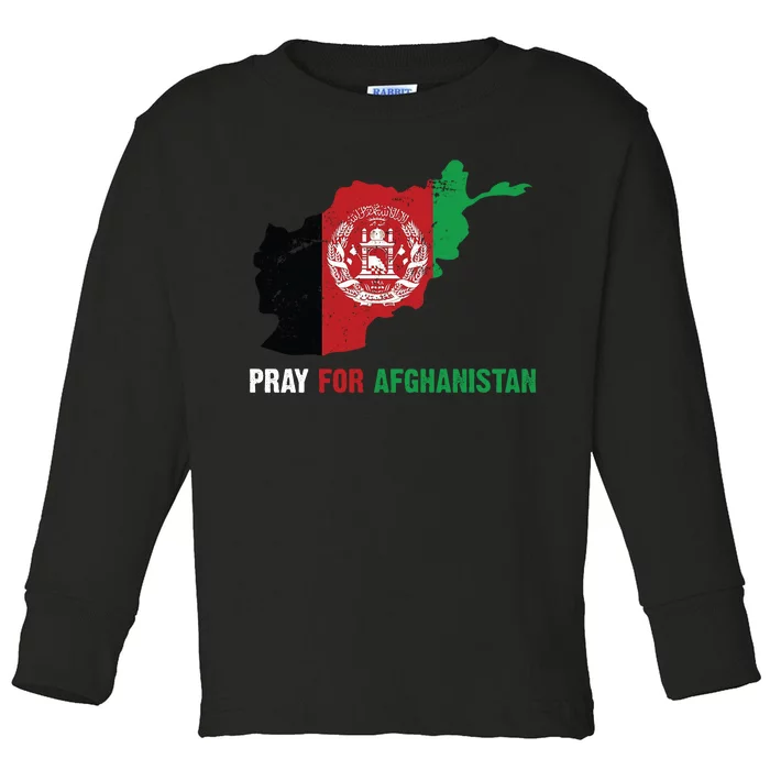 Pray For Afghanistan Flag Map Toddler Long Sleeve Shirt