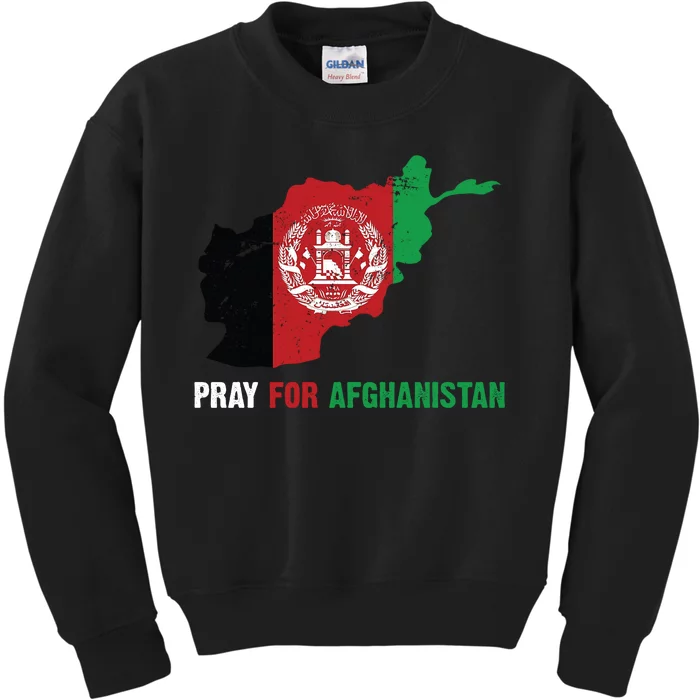 Pray For Afghanistan Flag Map Kids Sweatshirt