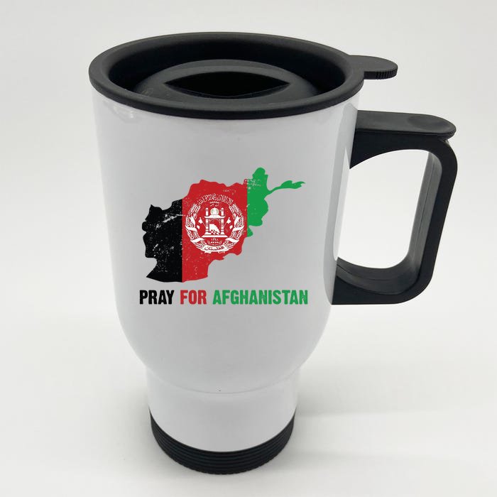 Pray For Afghanistan Flag Map Front & Back Stainless Steel Travel Mug