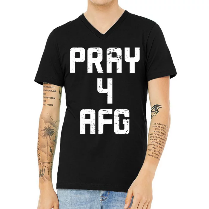 Pray For AFG Afghanistan V-Neck T-Shirt