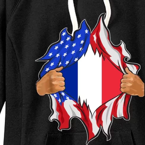 Proud French American Patriots Made In Usa With French Parts Gift Women's Fleece Hoodie