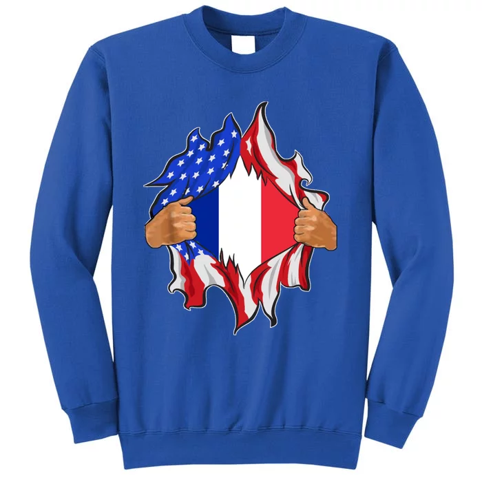 Proud French American Patriots Made In Usa With French Parts Gift Tall Sweatshirt