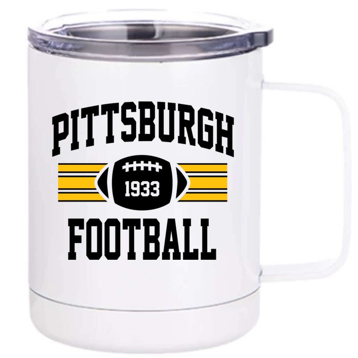 Pittsburgh Football Athletic Vintage Sports Team Fan Gift Front & Back 12oz Stainless Steel Tumbler Cup