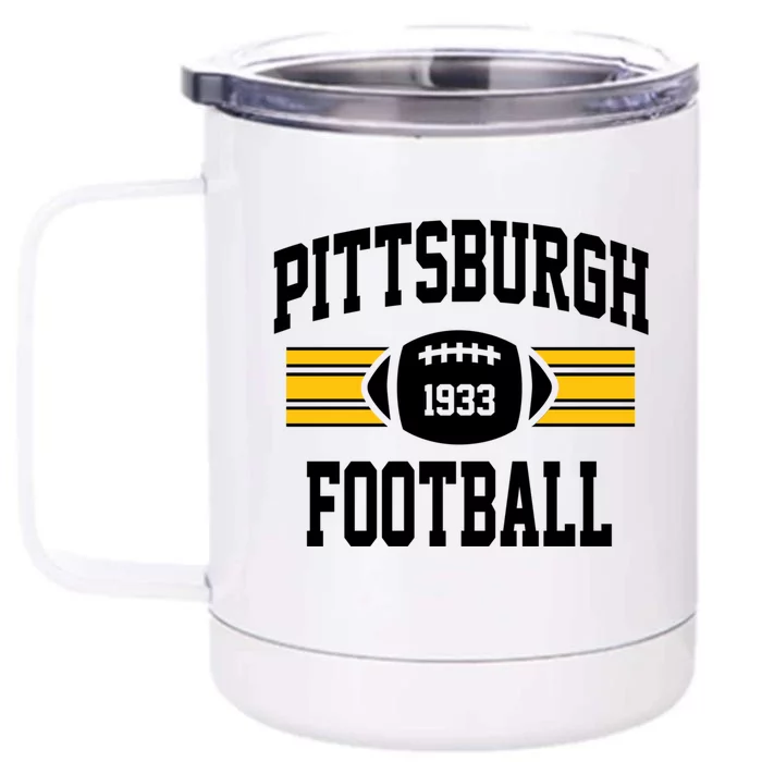 Pittsburgh Football Athletic Vintage Sports Team Fan Gift Front & Back 12oz Stainless Steel Tumbler Cup