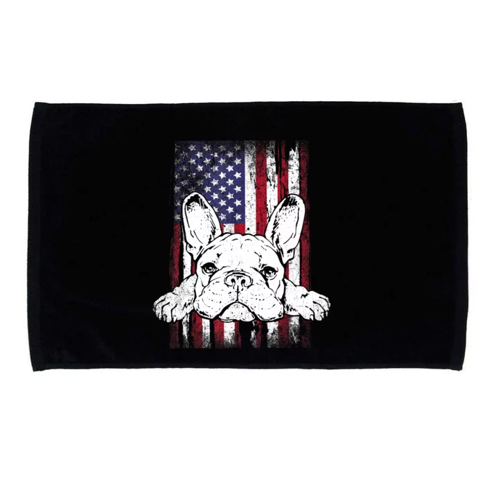 Patriotic French Bulldog American Flag Dog Microfiber Hand Towel