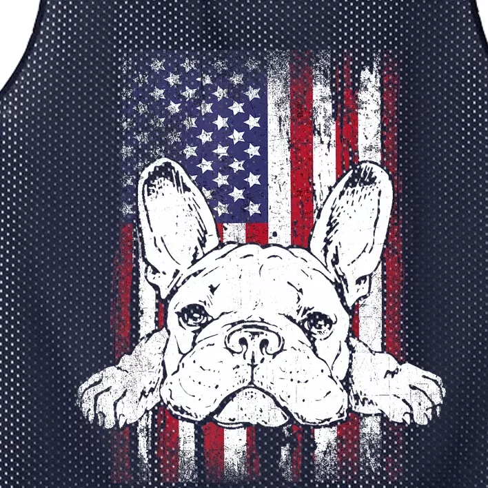 Patriotic French Bulldog American Flag Dog Mesh Reversible Basketball Jersey Tank