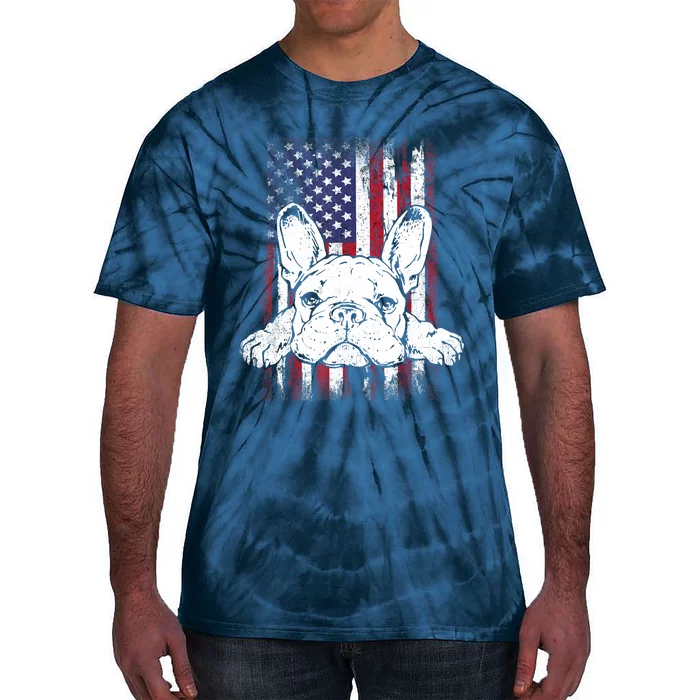 Patriotic French Bulldog American Flag Dog Tie-Dye T-Shirt