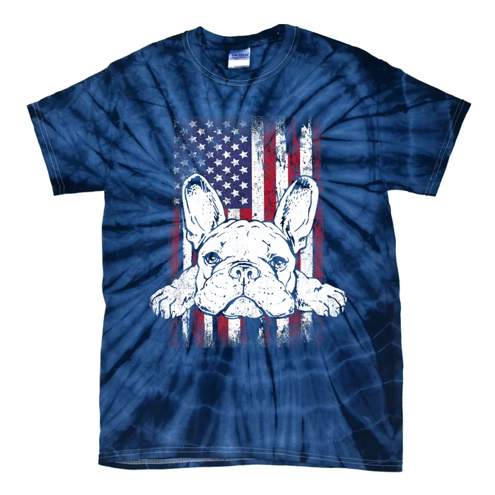 Patriotic French Bulldog American Flag Dog Tie-Dye T-Shirt