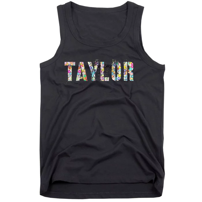 Personalized Floral Birthday Gift for T.aylor Tank Top