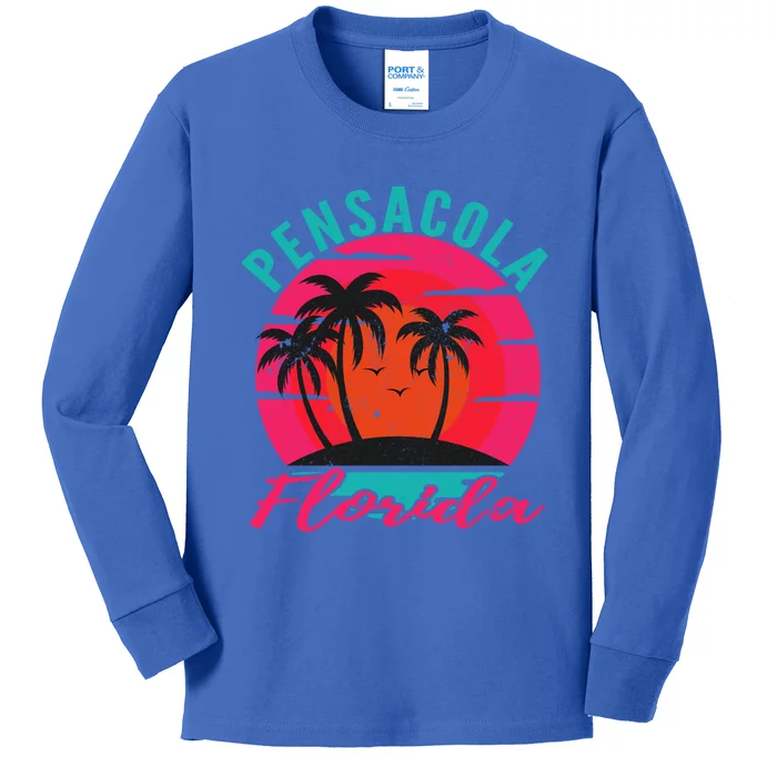 Pensacola Florida Beach Vacation Sunset Gift Kids Long Sleeve Shirt