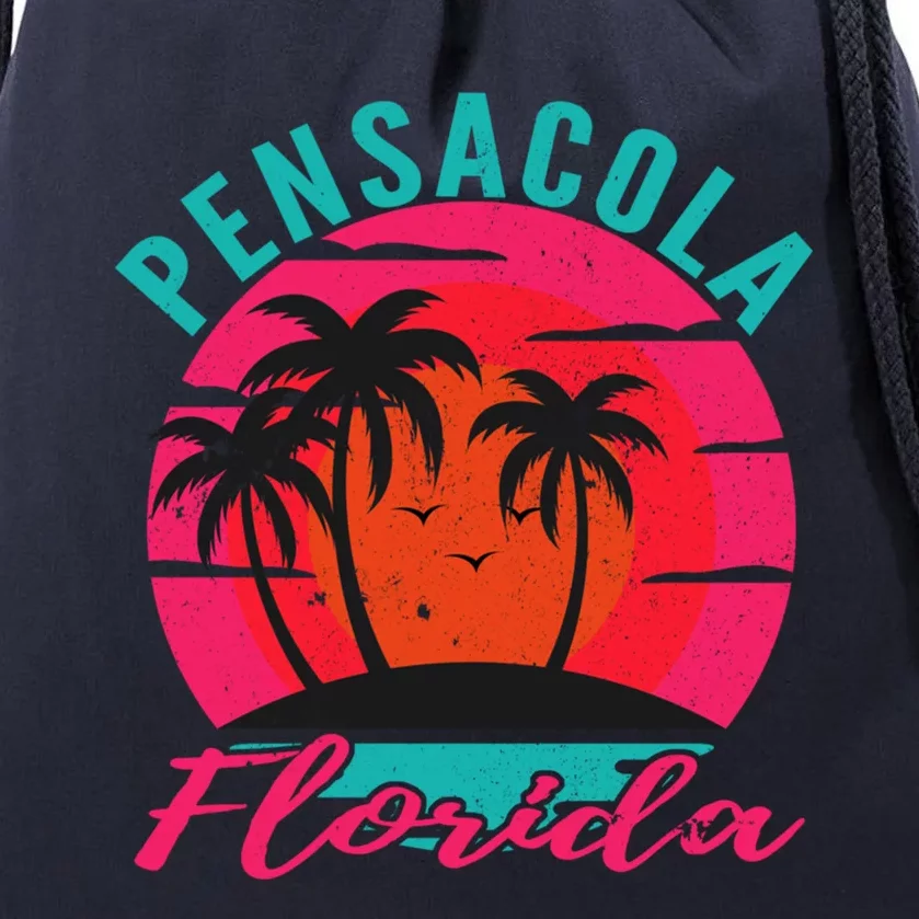 Pensacola Florida Beach Vacation Sunset Gift Drawstring Bag