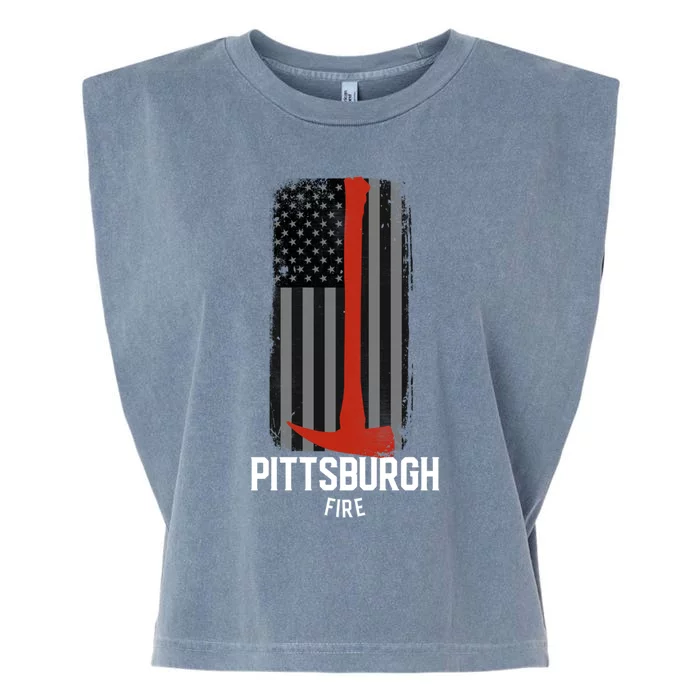 Pittsburgh Fire Bureau Pennsylvania Fire Rescue Red Line Gift Garment-Dyed Women's Muscle Tee