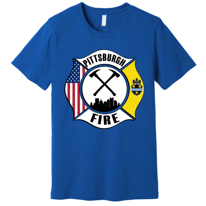 Pittsburgh Fire Bureau Pennsylvania Fire Rescue Red Line Gift Premium T-Shirt