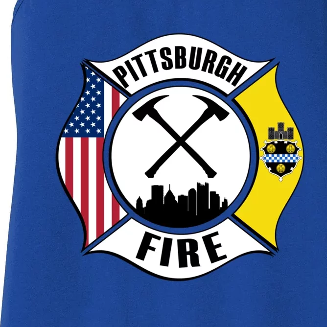 Pittsburgh Fire Bureau Pennsylvania Fire Rescue Red Line Gift Women's Racerback Tank