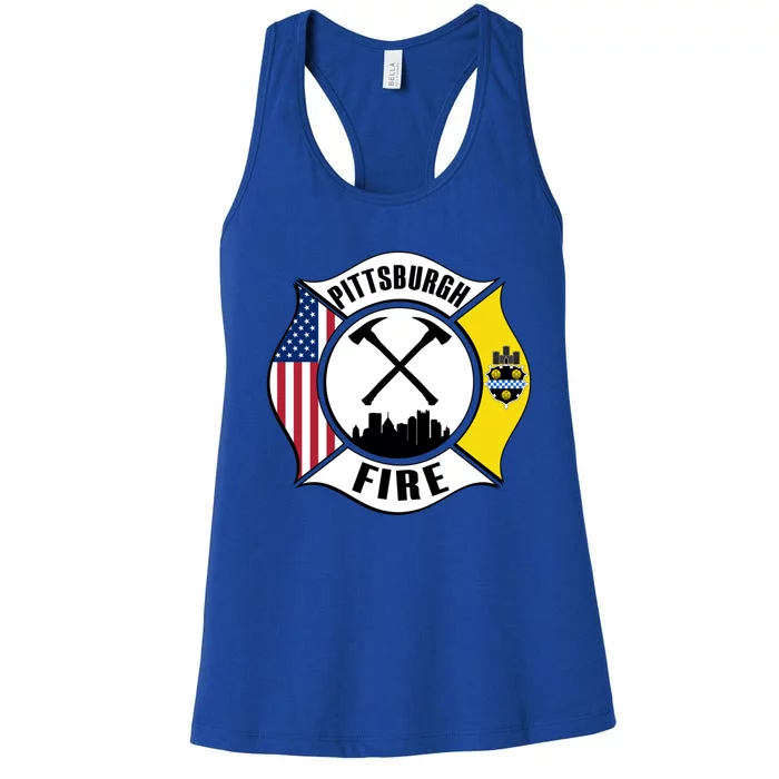 Pittsburgh Fire Bureau Pennsylvania Fire Rescue Red Line Gift Women's Racerback Tank