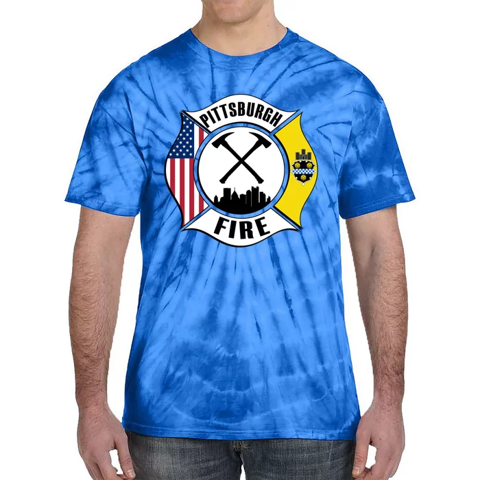 Pittsburgh Fire Bureau Pennsylvania Fire Rescue Red Line Gift Tie-Dye T-Shirt