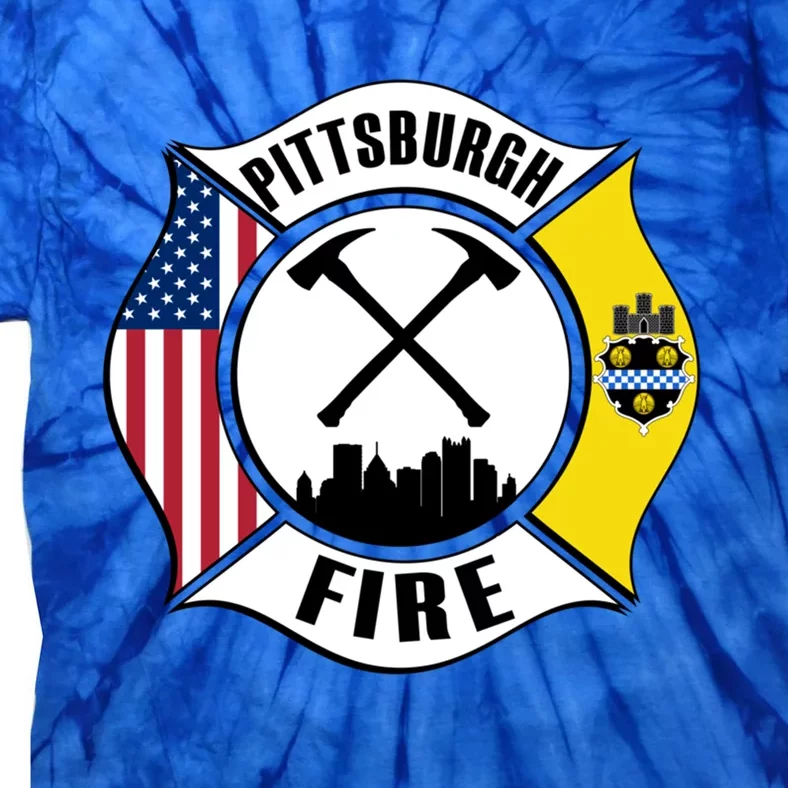 Pittsburgh Fire Bureau Pennsylvania Fire Rescue Red Line Gift Tie-Dye T-Shirt