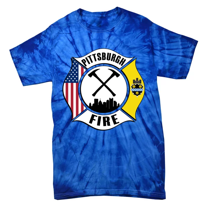 Pittsburgh Fire Bureau Pennsylvania Fire Rescue Red Line Gift Tie-Dye T-Shirt