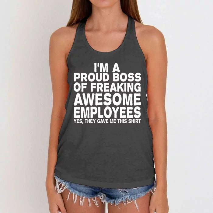 Proud Freaking Boss Of Awesome Employees Funny Gift Women's Knotted Racerback Tank