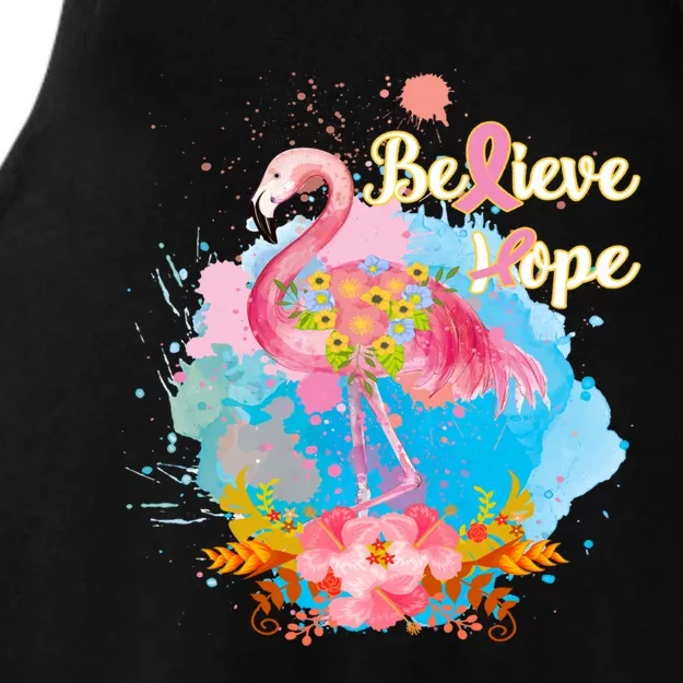 Pink Flamingo Believe Hope Breast Cancer Awareness Month Funny Gift Ladies Tri-Blend Wicking Tank