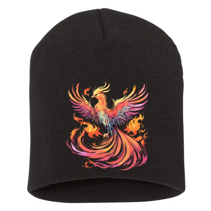 Phoenix Fire Bird Short Acrylic Beanie