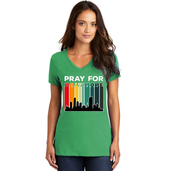 Praying For Baltimore Baltimore Strong Women's V-Neck T-Shirt