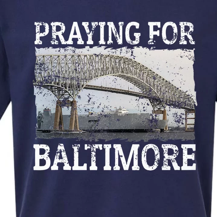 Praying For Baltimore The Baltimore Bridge Collapse Sueded Cloud Jersey T-Shirt