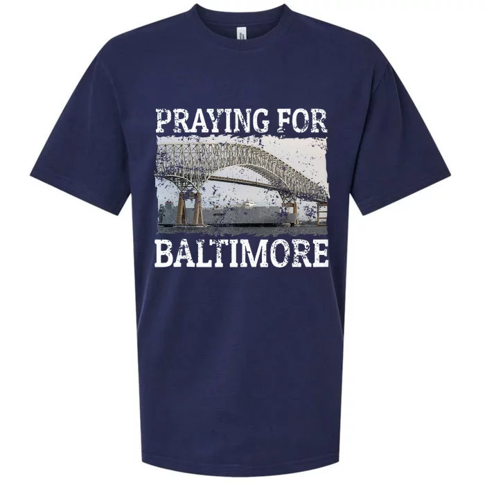 Praying For Baltimore The Baltimore Bridge Collapse Sueded Cloud Jersey T-Shirt