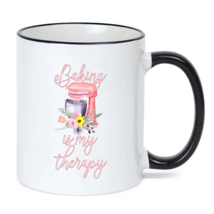 Pretty Floral Baking Is My Therapy Gift For Wo Black Color Changing Mug