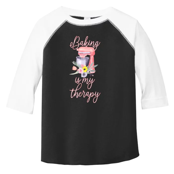 Pretty Floral Baking Is My Therapy Gift For Wo Toddler Fine Jersey T-Shirt