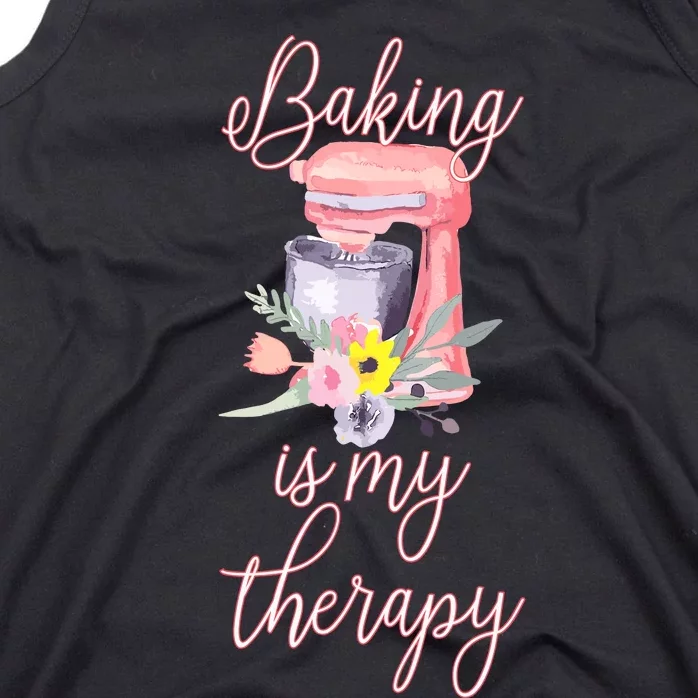 Pretty Floral Baking Is My Therapy Gift For Wo Tank Top